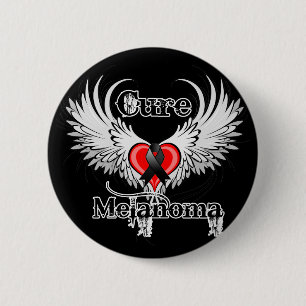 Heilungs-Melanom-Herz-Tätowierungs-Flügel Button