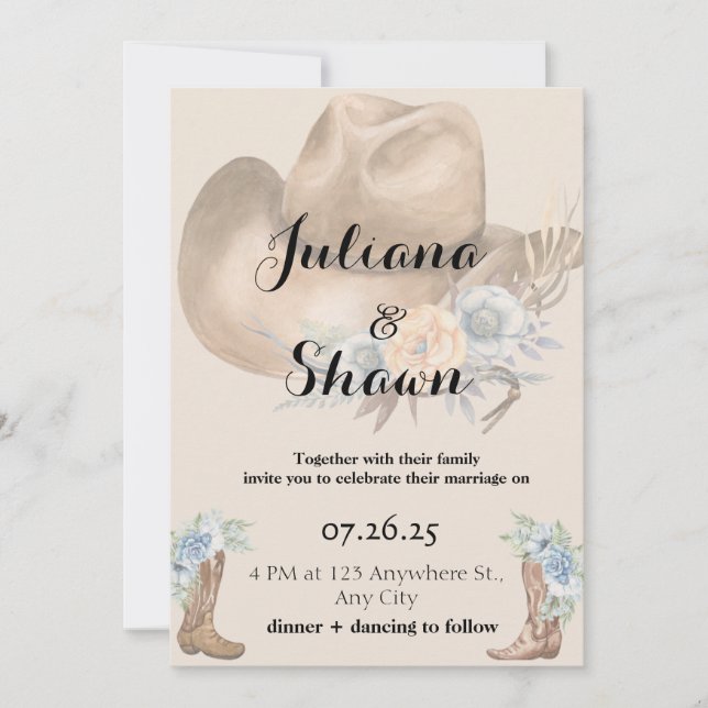 Heimat Country Wedding Feiertagskarte (Vorderseite)