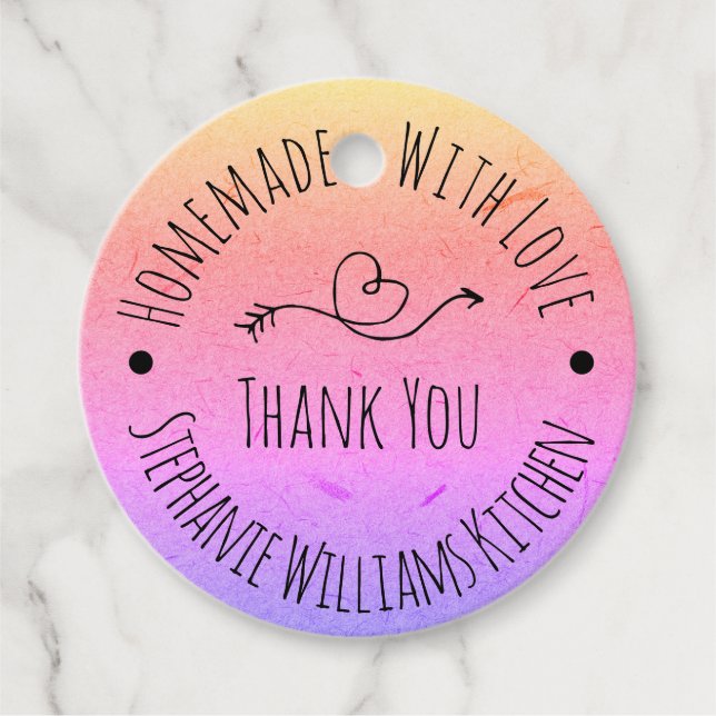 Heimat mit Liebe | Rainbow Kraft Paper Danke Geschenkanhänger (Vorderseite)
