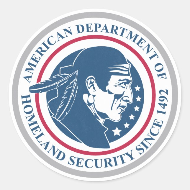 Heimat Security, Indianeramerikaner Runder Aufkleber (Vorderseite)