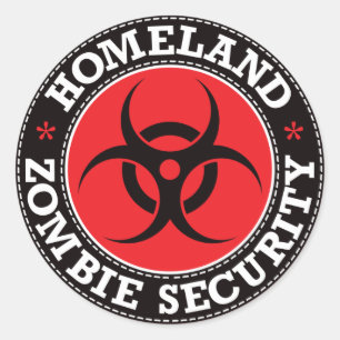 Heimat-Zombie-Sicherheit - rotes B Runder Aufkleber