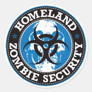 Heimat-Zombie-Sicherheits-Schädel - Blau Runder Aufkleber