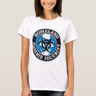 Heimat-Zombie-Sicherheits-Schädel - Blau T-Shirt