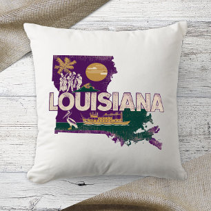 Heimatstaat Retro-Farbe Louisiana Kissen