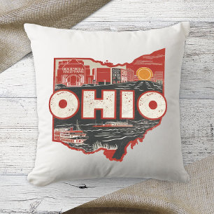 Heimatstaat Retro-Farbe Ohio Kissen