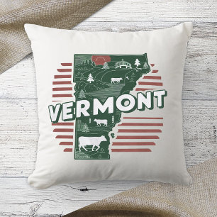Heimatstaat Retro-Farbe Vermont Kissen