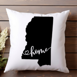 Heimatstaat Umriss Herz Mississippi Kissen