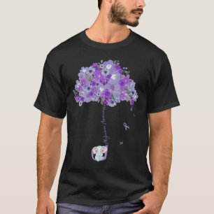 Heimerheimer Awareness Lila Ribbon Elephant Flor T-Shirt
