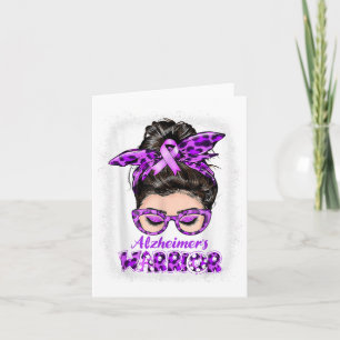 Heimers Awareness Lila Heimers Warrior Messy Bun Karte