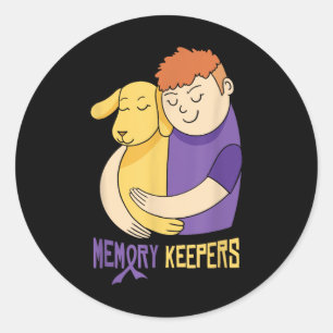 Heimers Awareness Month Ribbon Lila Hund Haustier Runder Aufkleber
