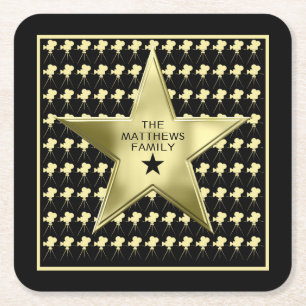 Heimkino Personalisierter Familienname Filmstar Rechteckiger Pappuntersetzer