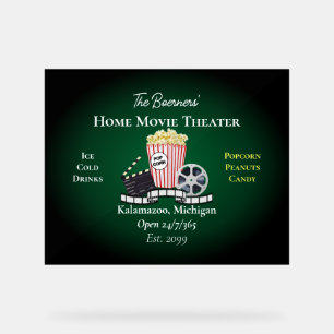 Heimkino-Popcorn-Film-Grün-Acrylschild Acrylschild
