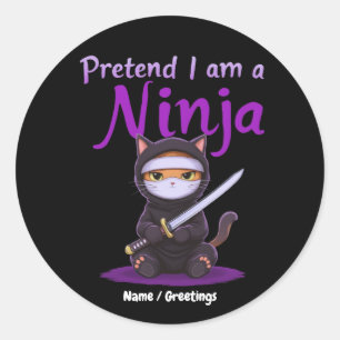 Heimlicher Ninja-Katz Maskierter Kitty-Krieger Pun Runder Aufkleber