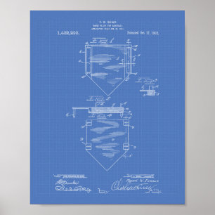 Heimplate Baseball 1922 Patent Kunst Blaupause Poster