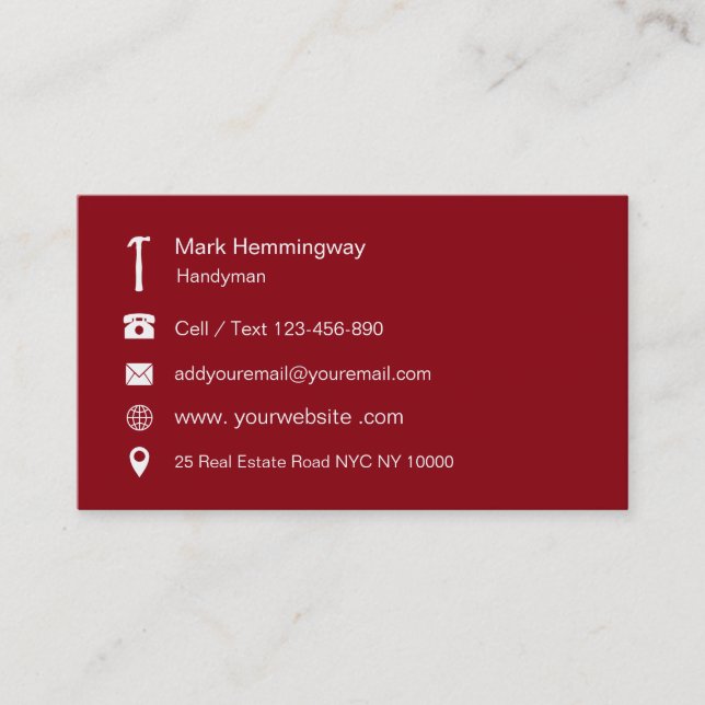 Heimwerker einzigartiges Businesscards Visitenkarte (Vorderseite)
