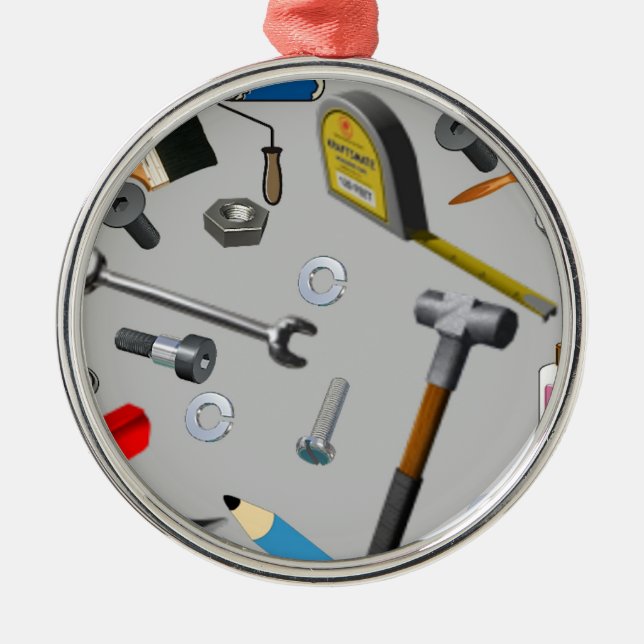 Heimwerker-Werkzeuge Silbernes Ornament (Vorne)
