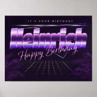 Heinrich Name Vorname lila retro Poster Geburtstag