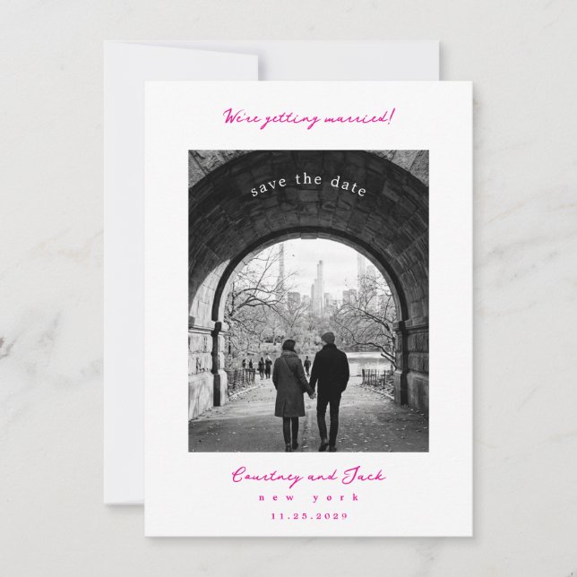 Heirat Fuchsia Save The Date (Vorderseite)