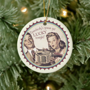 Heirat glücklicher Schnellkochtopf Kochen Weihnach Keramik Ornament