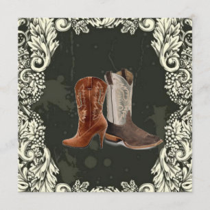 Heirat Western Cowboy Stiefel Hochzeit Einladung