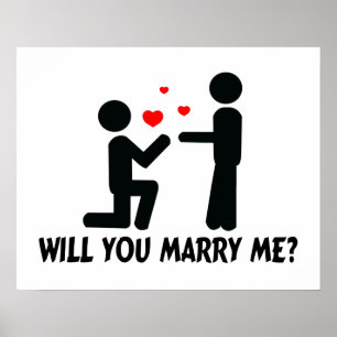Heiraten Sie mich Bended Knee Man & Man Poster