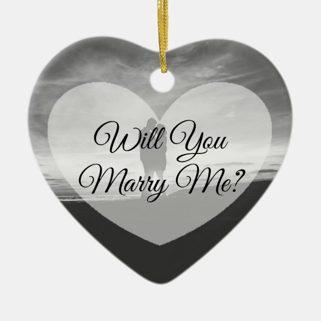 Heiraten Sie mich der Antrag-Weihnachtsverzierung Keramik Ornament (Vorne)