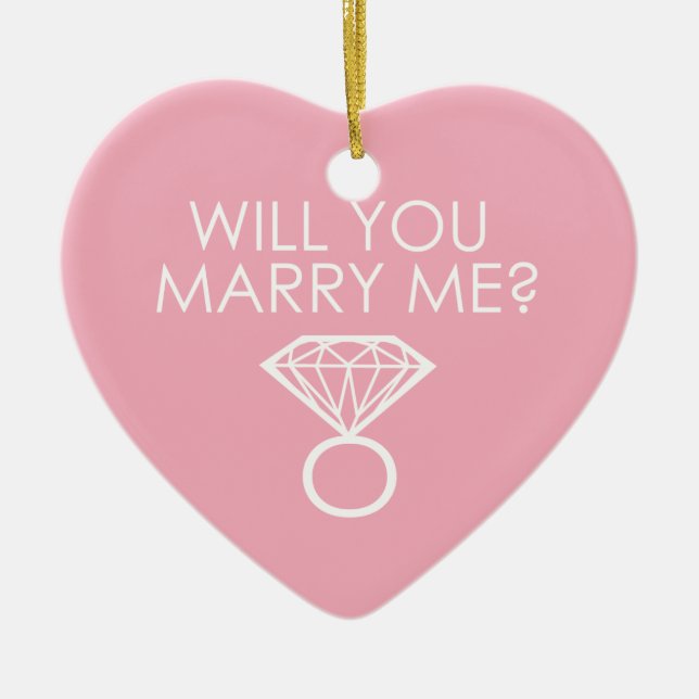 Heiraten Sie mich? Diamant Ring Keramik Ornament (Vorne)