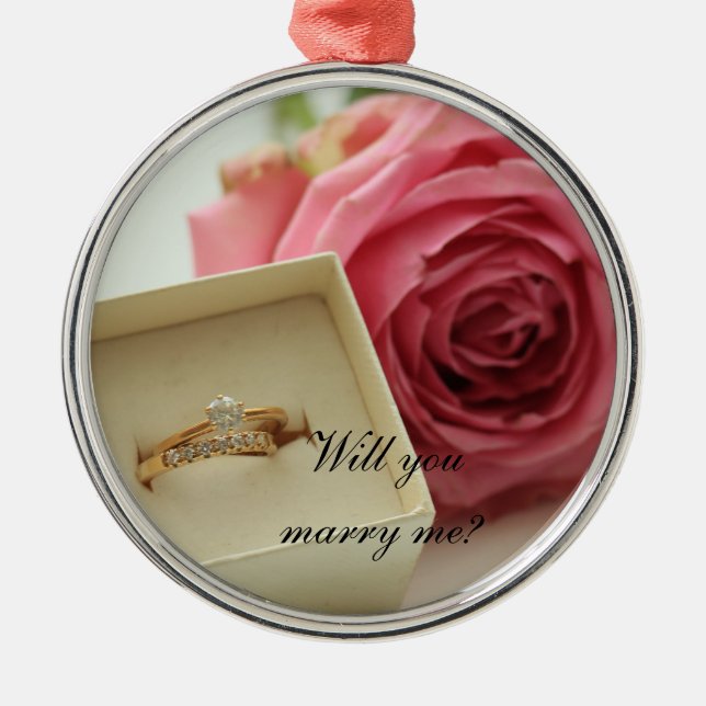 Heiraten Sie mich? Diamantring Silbernes Ornament (Vorne)