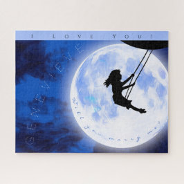 Heiraten Sie mich? Girl Swing auf dem Mond