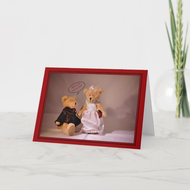 Heiraten Sie mich? Heiratsantrag. Hochzeitsbär Karte (Vorderseite)