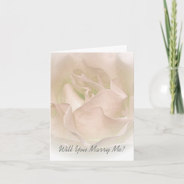 Heiraten Sie mich Karten-Elfenbein-Rose Karte (Vorderseite)