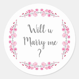 Heiraten Sie mich? Kirschblüte Vintag Runder Aufkleber