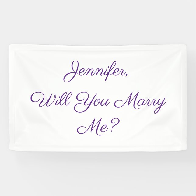 Heiraten Sie mich? Lila Text auf Weiß Banner (Horizontal)