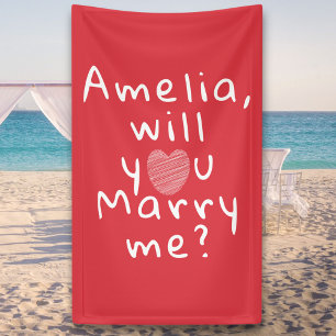 Heiraten Sie mich mit dem "Heart Red Romantic prop Banner