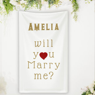 Heiraten Sie mich mit dem Vorschlag von Heart Red  Banner