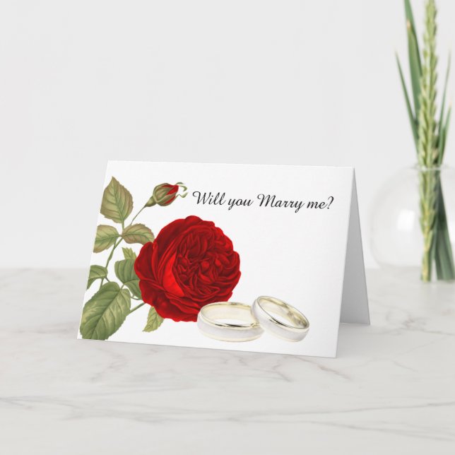 Heiraten Sie mich, Rote Rose und Weiß? Karte (Vorderseite)