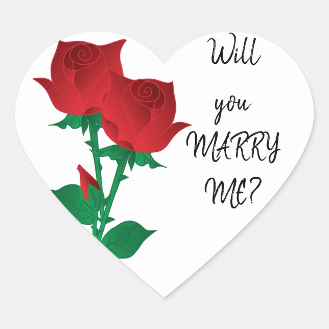 Heiraten Sie mich? | ROTE ROSEN Herz-Aufkleber (Vorderseite)