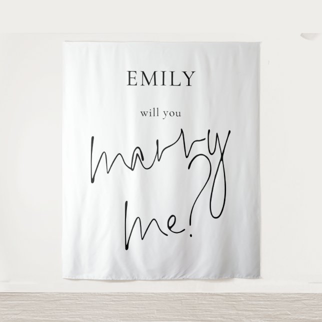 Heiraten Sie mich Überraschungsvorschlag Unterschr Wandteppich (Vorderseite)