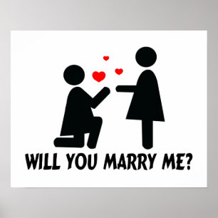 Heiraten Sie mich verbogen Knie-Frau u. Frau Poster