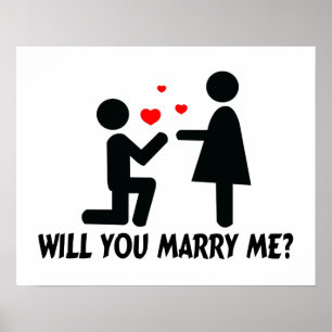 Heiraten Sie mich verbogen Knie-Mann u. Frau Poster