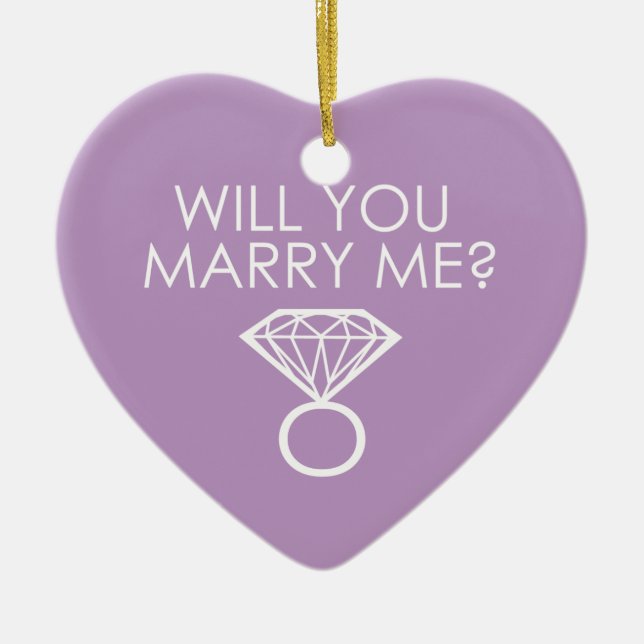 Heiraten Sie mich? Vorschlag Diamantring Keramik Ornament (Vorne)