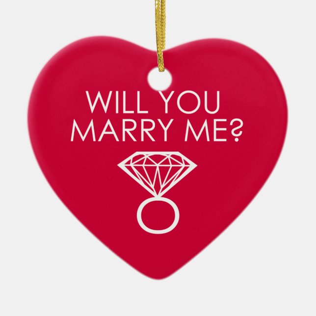 Heiraten Sie mich? Vorschlag Diamantring Keramik Ornament (Vorne)