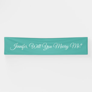 Heiraten Sie mich? Weißer Text, Aquamarin Banner