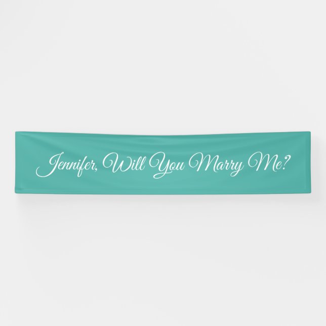 Heiraten Sie mich? Weißer Text, Aquamarin Banner (Horizontal)