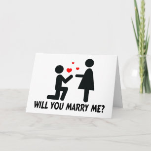 Heiraten Sie mir Bended Knee Man & Woman Karte