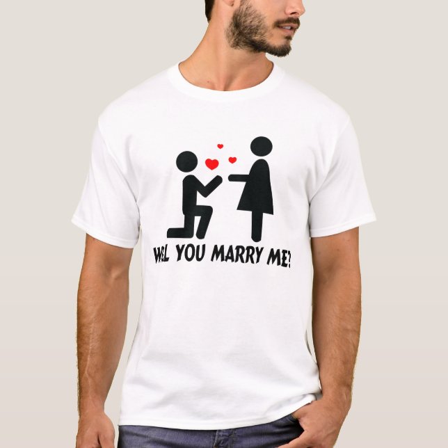 Heiraten Sie mir Bended Knee Man & Woman T-Shirt (Vorderseite)