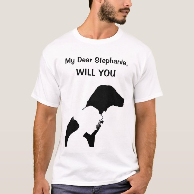 Heiraten Sie mir den Hundenamen T-Shirt (Vorderseite)