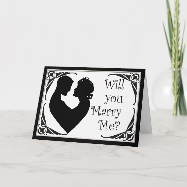 Heiraten Sie mir eine schwarz-weiße Cameo-Karte Karte (Vorderseite)