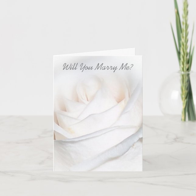 Heiraten Sie mir eine weiße Rose Karte (Vorderseite)