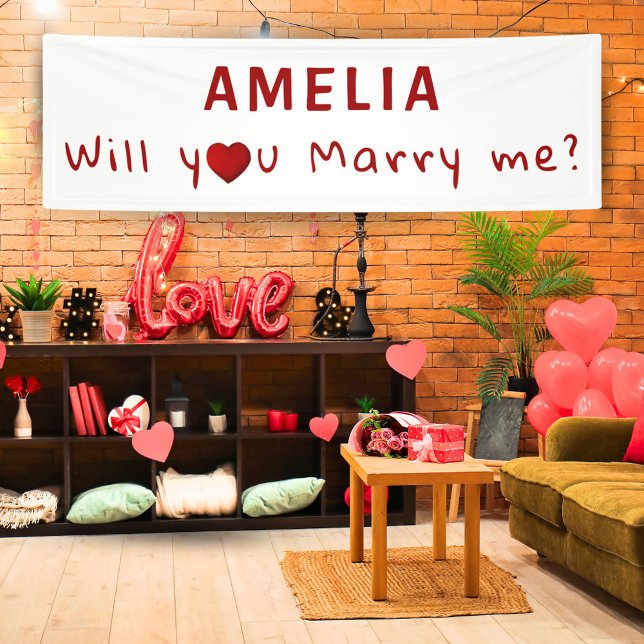 Heiraten Sie mir einen Vorschlag für ein Rotes Her Banner (Von Creator hochgeladen)